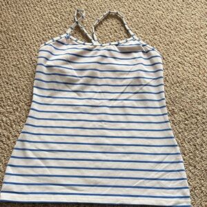 lululemon athletica Blue and White Striped Tank Top